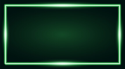 Square rectangle picture frame with green neon