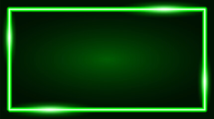 Square rectangle picture frame with green neon © Artzi