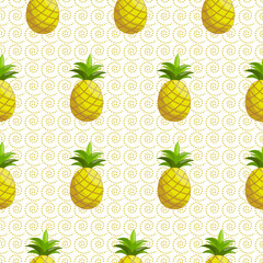 pineapples fruit fabric vector illustration seamless pattern