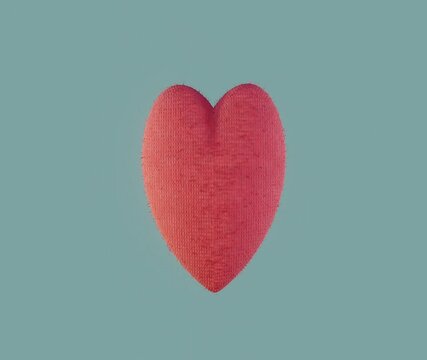 Moving fabric 3D heart in red color. World Heart Day