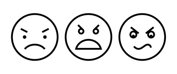 Angry, reaction symbol, Furious icon button, vector, sign, symbol, logo, illustration, editable stroke, flat design style isolated on white