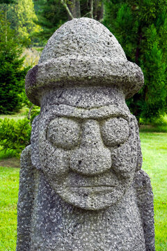 Traditional Korean grandfather statue made of stone representing protection and well-being. 