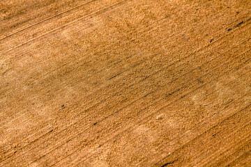 Sandy background. Freshly leveled. Topic - foundation, start of house construction, preparation and...