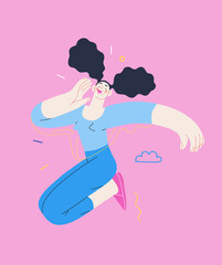 Happiness - happy people jumping in the air cheerfully