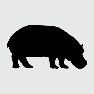 recommend clip art: Hippo Silhouette, Hippo Isolated On White Background