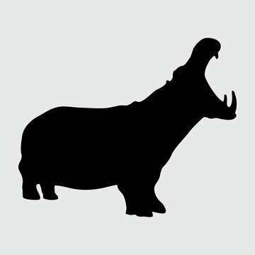 recommend clip art: Hippo Silhouette, Hippo Isolated On White Background