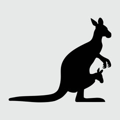 Kangaroo Silhouette, Kangaroo Isolated On White Background