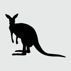 Kangaroo Silhouette, Kangaroo Isolated On White Background