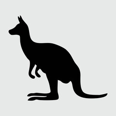 Kangaroo Silhouette, Kangaroo Isolated On White Background