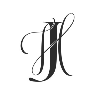 jh,hj, monogram logo. Calligraphic signature icon. Wedding Logo Monogram. modern monogram symbol. Couples logo for wedding