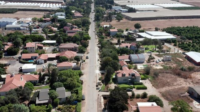 Aerial view of Moshav Megadim in the outskirts of Haifa, Israel.