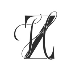 zh,hz, monogram logo. Calligraphic signature icon. Wedding Logo Monogram. modern monogram symbol. Couples logo for wedding