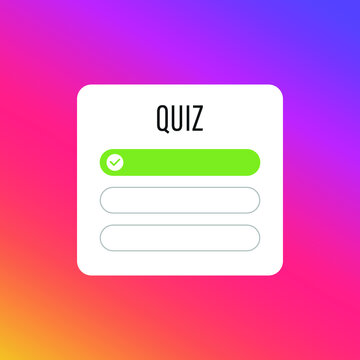 Quiz Social Media Instagram Sticker, Template Icon, User Interface Question Button Stories Social Media Design, Vector Illustration