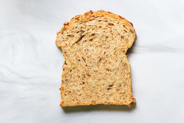 Super grains sliced bread. Health food to reduce high blood pressure, cholesterol and healthy heart. Health food concept with super foods. Top view.