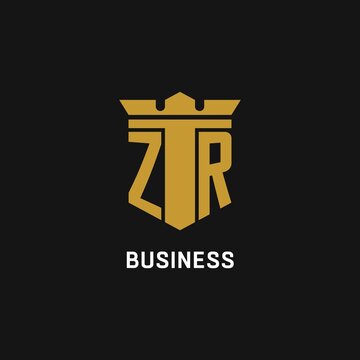 ZR initial logo with shield and crown style