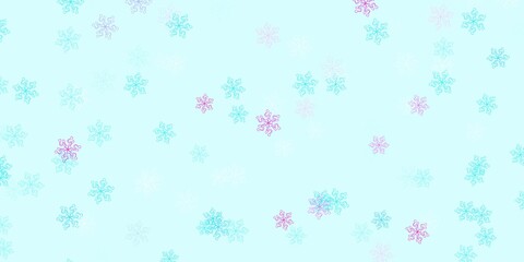 Light blue, red vector doodle texture with flowers.