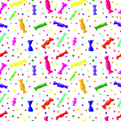 Fototapeta na wymiar Seamless pattern with sweets in a wrapper on a white background