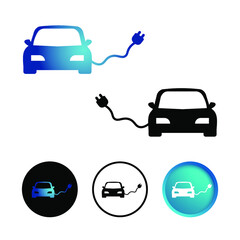 Abstract Electric Eco Car Icon Set