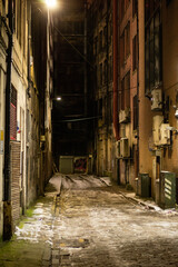 Fototapeta premium narrow street on an icy night