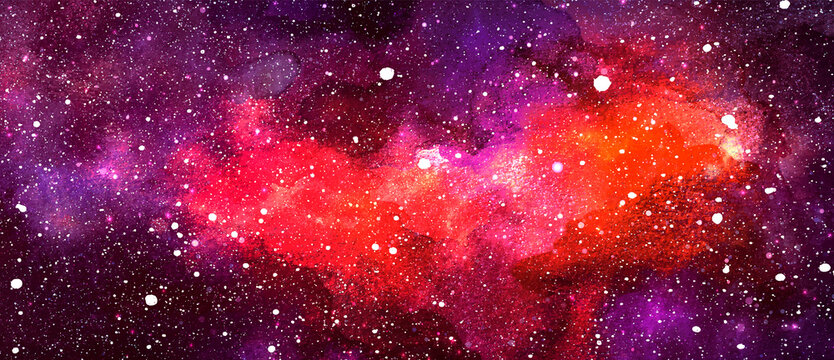 Vector cosmic illustration. Beautiful colorful space background. Watercolor Cosmos © WhataWin