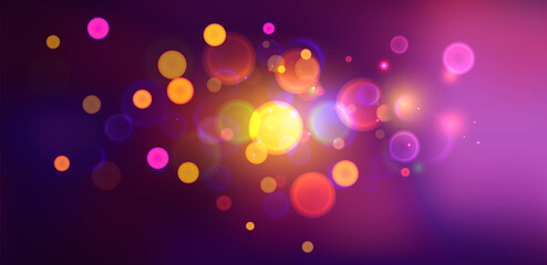 Abstract Glowing Background with Colorful Circle Bokeh