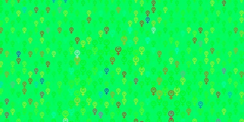 Light Green vector background with woman symbols.