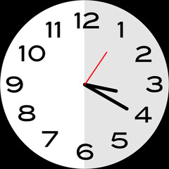 20 minutes past 3 o'clock analog clock icon