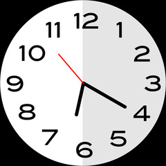 20 minutes past 6 o'clock analog clock icon