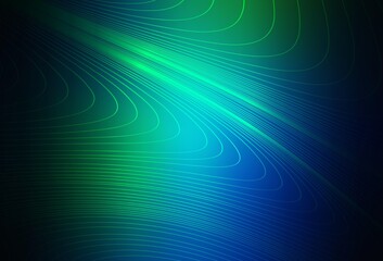 Dark Blue, Green vector background with curved lines.