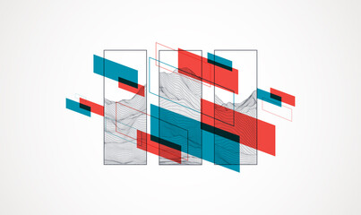 Modern science or technology elements. Trendy abstract background. Surface illustration. Vector.