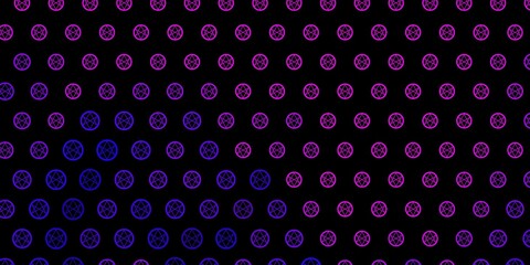 Fototapeta na wymiar Dark Purple, Pink vector template with esoteric signs.