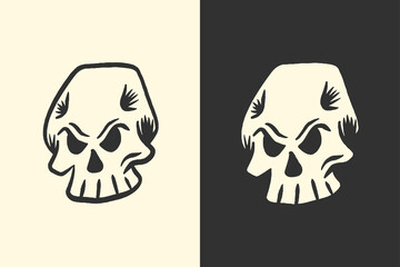 Skull Head Illustration for Tattoo Design