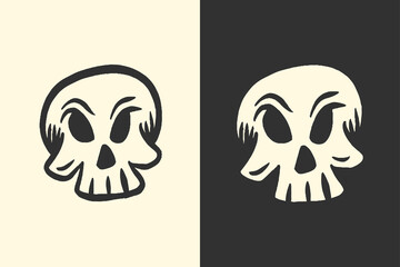 Skeleton Head Retro Illustration for T-shirt Design