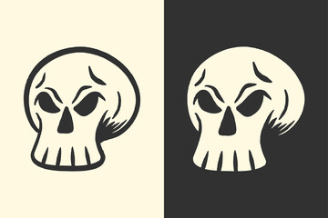 Skeleton Head Illustration for Tattoo Design