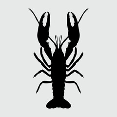 Lobster Silhouette, Loster Isolated On White Background