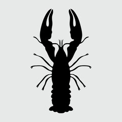 Lobster Silhouette, Loster Isolated On White Background