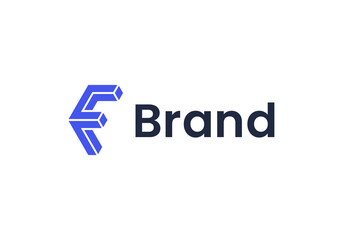 Monogram letter F logo, isometric initials F icon, 3D hipster typography design element.
