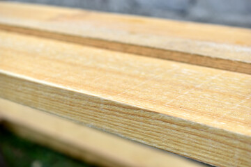 Pine white construction boards at the sawmill