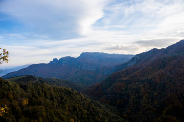 Autumn sunset in Puigsacalm peak, La Garrotxa, Spain