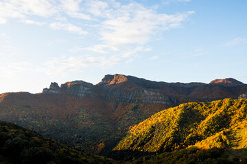 Autumn sunrise in Puigsacalm peak, La Garrotxa, Spain