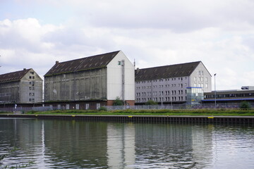 
Old warehouses at the north port of Hanover. Lower Saxony, Germany.