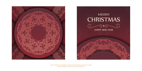 Greeting Card Merry Christmas Red with Winter Ornaments