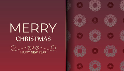 Brochure Merry Christmas and Happy New Year Red color with winter ornament
