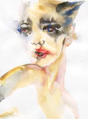 Fotobehang watercolor painting. fantasy female portrait. illustration.   © Anna Ismagilova