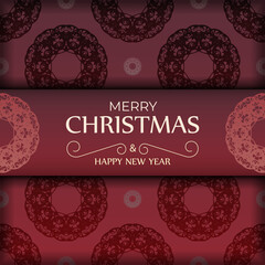 Red color merry christmas and happy new year flyer with luxury ornaments