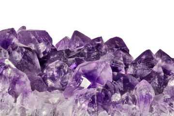 Fototapeta premium amethyst with lilac dark large crystals on white