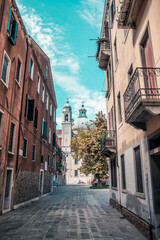 Fototapeta premium secret view on old beautiful church in venice