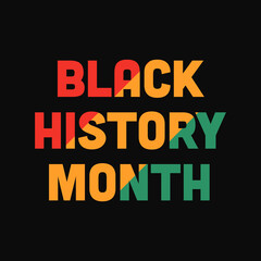 Black History Month square banner vector illustration. Black History Month text isolated on black background.