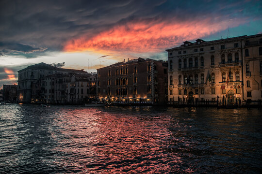 dramatic sky over grand canal in venice
