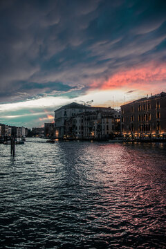 dramatic sky over grand canal in venice